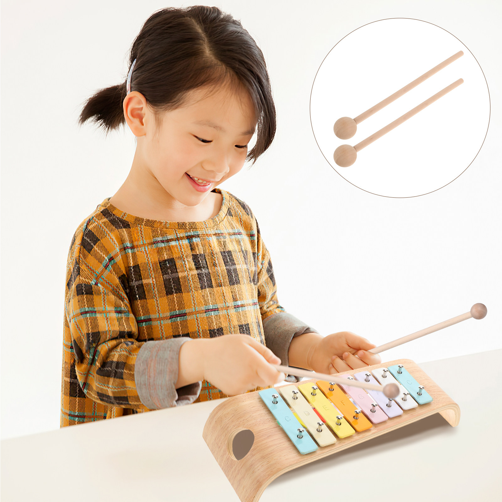 Woodworking Xylophone - 2 adet ahşap ksilofon tokmaklar çocuklar