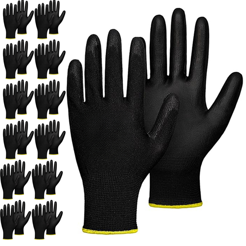 Woodworking Gloves - 5 Çift Kaplama Naylon PU Eldiven